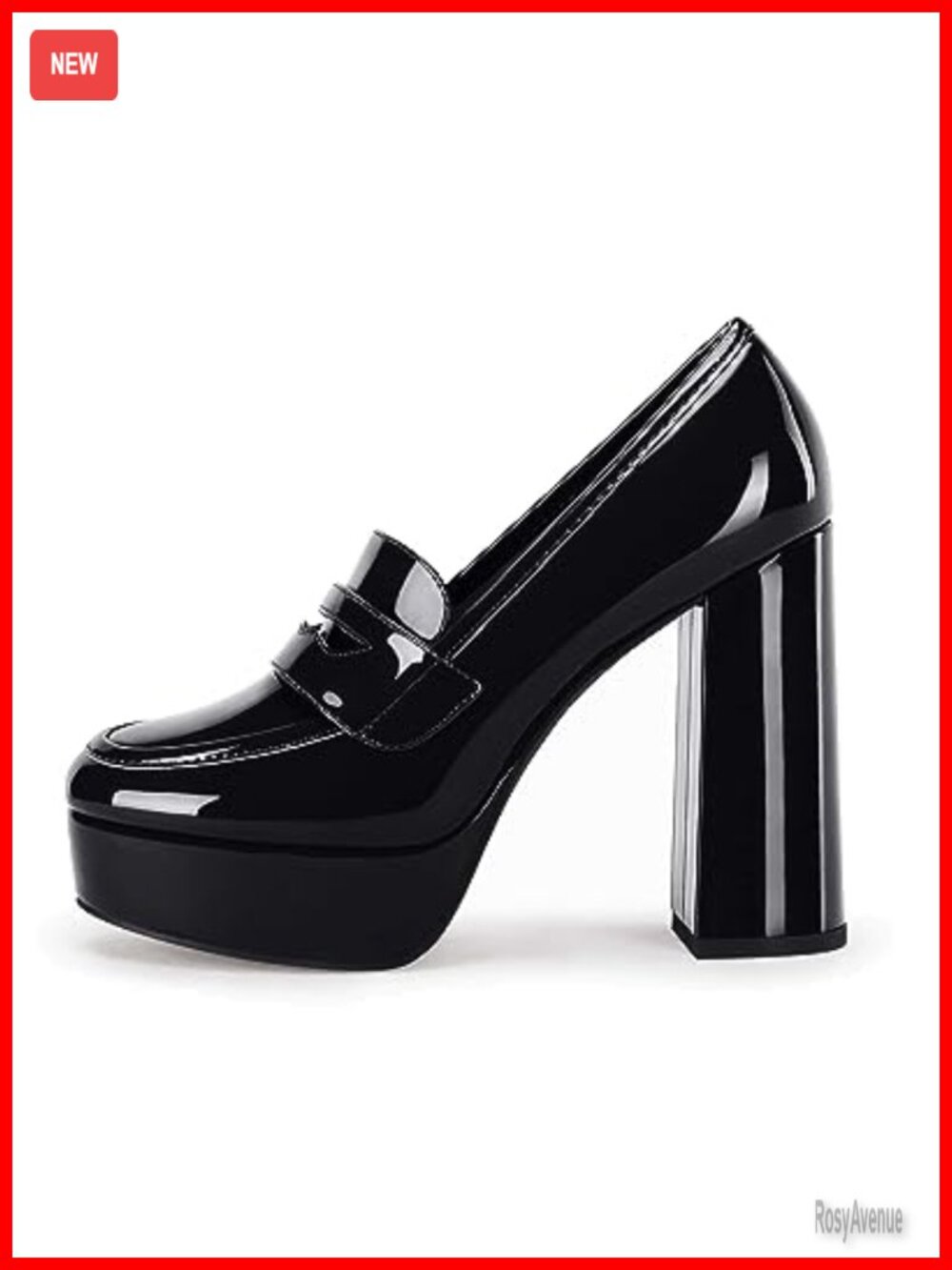 Patent Leather Platform Chunky Heel Closed Toe Penny Loafer Work Pump